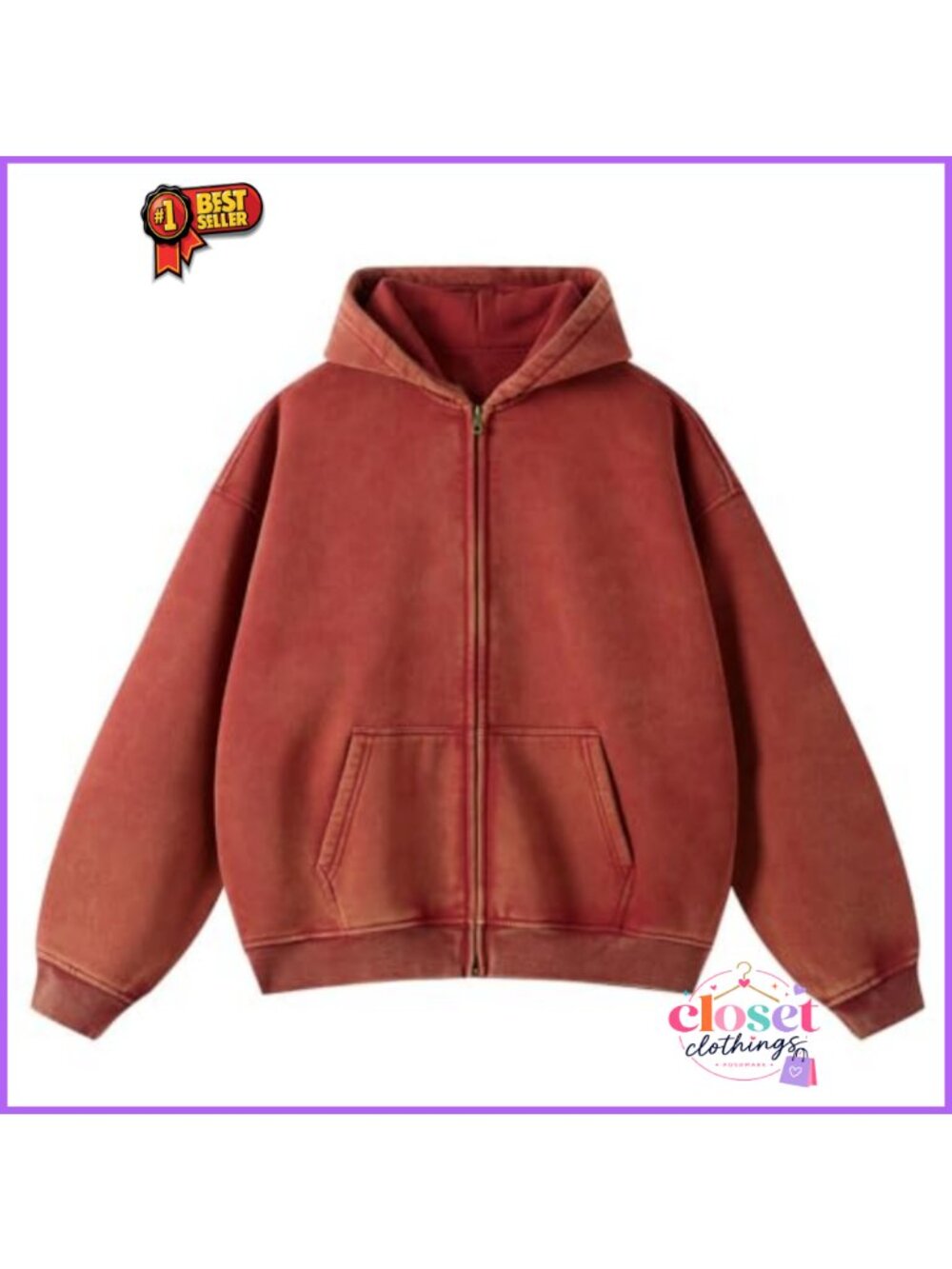 Zip Up Hoodie Oversized Sweatshirt Long Sleeve Y2K Jacket with Pockets